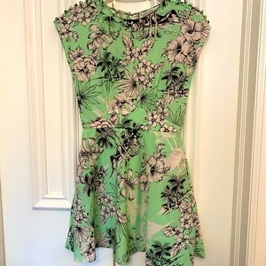 Zara Trafaluc Green Mint Floral Hawaiian Pockets Casual Sleeveless Mini Dress